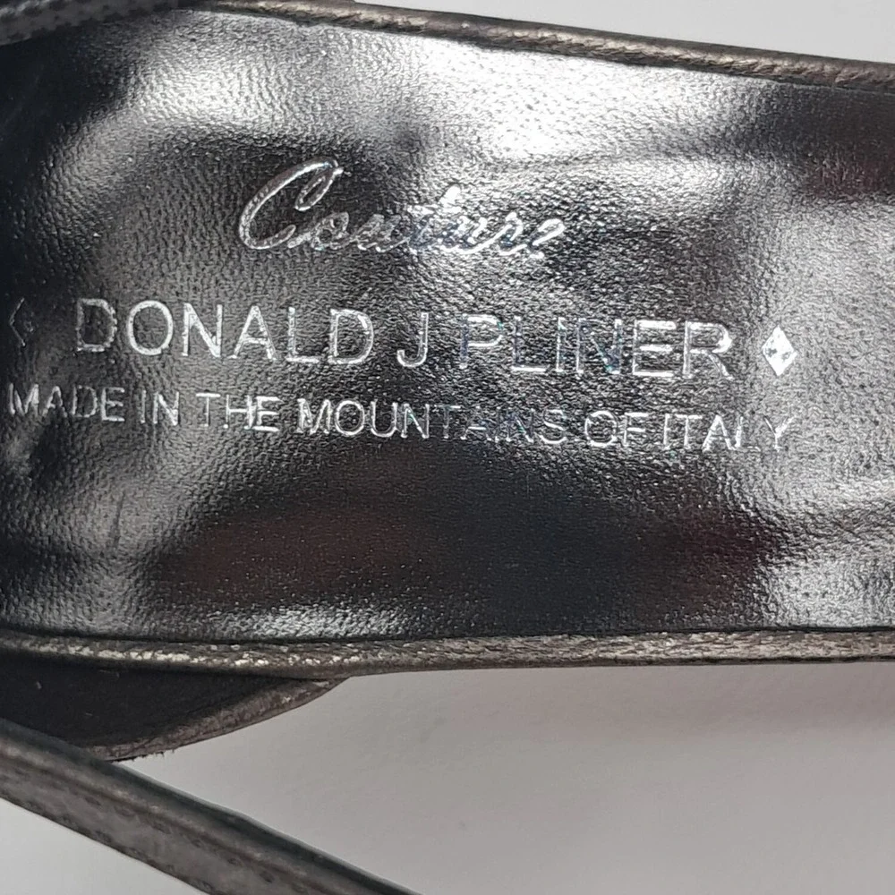 Donald J. Pliner Couture Heels Pumps Size 7.5 M Black Pewter Silver Italy